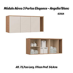 Módulo Aéreo 03 Portas Elegance - 4256A - Angelin/Blanc - Móveis Castro