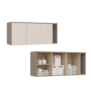 Módulo Aéreo 03 Portas Elegance - 4256A - Niquel/Blanc - Móveis Castro