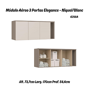 Módulo Aéreo 03 Portas Elegance - 4256A - Niquel/Blanc - Móveis Castro