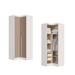 Módulo Canto Reto 02 Portas - Linha Infinity - 3908A - Branco/Duna - Móveis Castro