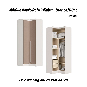 Módulo Canto Reto 02 Portas - Linha Infinity - 3908A - Branco/Duna - Móveis Castro