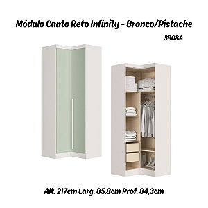 Módulo Canto Reto 02 Portas - Linha Infinity - 3908A - Branco/Pistache - Móveis Castro