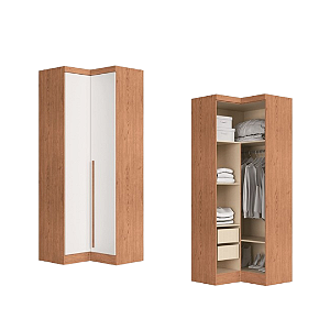 Módulo Canto Reto 02 Portas - Linha Infinity - 3908A - Cedro/Branco - Móveis Castro