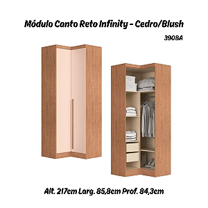 Módulo Canto Reto 02 Portas - Linha Infinity - 3908A - Cedro/Blush - Móveis Castro