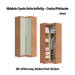 Módulo Canto Reto 02 Portas - Linha Infinity - 3908A - Cedro/Pistache - Móveis Castro