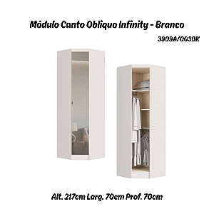 Módulo Canto Obliquo com Espelho - Linha Infinity - 3909A - Branco - Móveis Castro