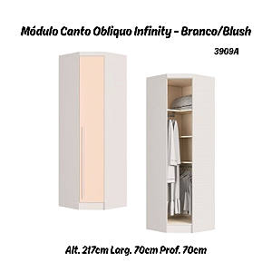 Módulo Canto Obliquo - Linha Infinity - 3909A - Branco/Blush - Móveis Castro