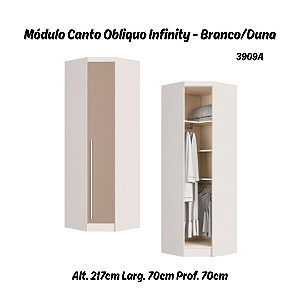 Módulo Canto Obliquo - Linha Infinity - 3909A - Branco/Duna - Móveis Castro
