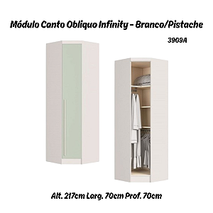 Módulo Canto Obliquo - Linha Infinity - 3909A - Branco/Pistache - Móveis Castro
