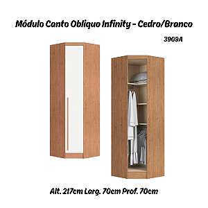 Módulo Canto Obliquo - Linha Infinity - 3909A - Cedro/Branco - Móveis Castro