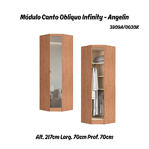 Módulo Canto Obliquo com Espelho - Linha Infinity - 3909A - Cedro - Móveis Castro