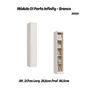 Módulo 01 Porta c/ Prateleiras Infinity - 3910A - Branco - Móveis Castro