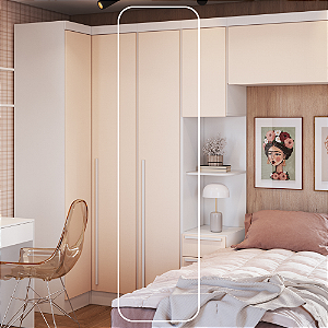 Módulo 01 Porta c/ Prateleiras Infinity - 3910A - Branco/Blush - Móveis Castro