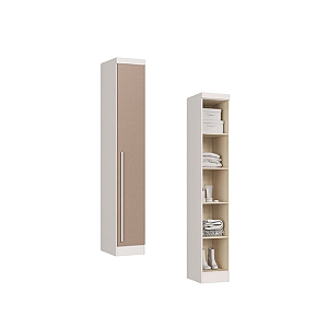 Módulo 01 Porta c/ Prateleiras Infinity - 3910A - Branco/Duna - Móveis Castro