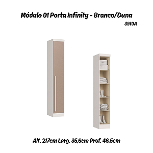 Módulo 01 Porta c/ Prateleiras Infinity - 3910A - Branco/Duna - Móveis Castro
