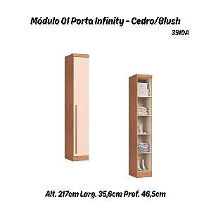 Módulo 01 Porta c/ Prateleiras Infinity - 3910A - Cedro/Blush - Móveis Castro
