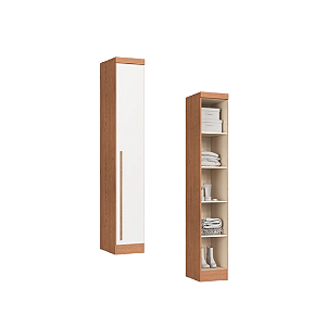Módulo 01 Porta c/ Prateleiras Infinity - 3910A - Cedro/Branco - Móveis Castro