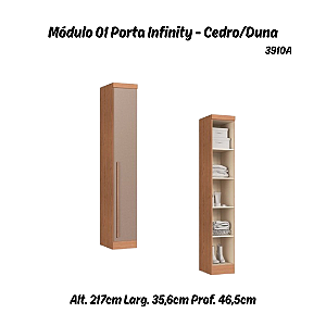 Módulo 01 Porta c/ Prateleiras Infinity - 3910A - Cedro/Duna - Móveis Castro
