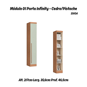 Módulo 01 Porta c/ Prateleiras Infinity - 3910A - Cedro/Pistache - Móveis Castro