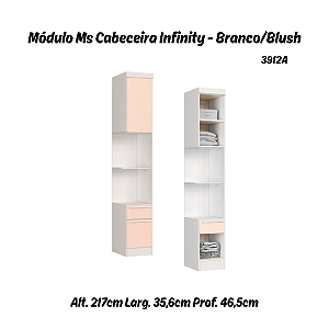 Módulo Mesa Cabeceira 02 Gavetas Infinity - 3912A - Branco/Blush - Móveis Castro