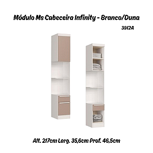 Módulo Mesa Cabeceira 02 Gavetas Infinity - 3912A - Branco/Duna - Móveis Castro