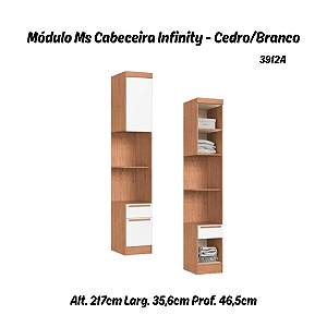 Módulo Mesa Cabeceira 02 Gavetas Infinity - 3912A - Cedro/Branco - Móveis Castro