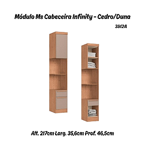 Módulo Mesa Cabeceira 02 Gavetas Infinity - 3912A - Cedro/Duna - Móveis Castro