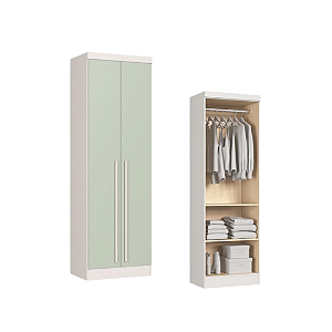 Módulo 02 Portas Infinity - 3920A - Branco/Pistache - Móveis Castro