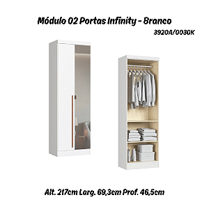 Módulo 02 Portas com Espelho Infinity - 3920A - Branco - Móveis Castro