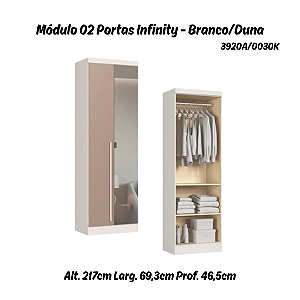 Módulo 02 Portas com Espelho Infinity - 3920A - Branco/Duna - Móveis Castro
