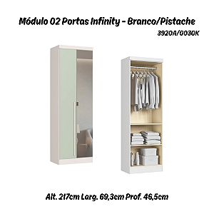 Módulo 02 Portas com Espelho Infinity - 3920A - Branco/Pistache - Móveis Castro