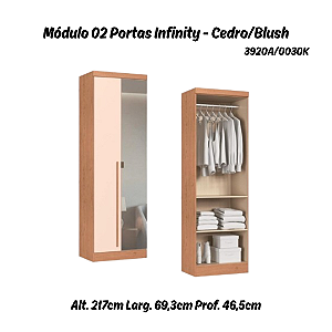 Módulo 02 Portas com Espelho Infinity - 3920A - Cedro/Blush - Móveis Castro