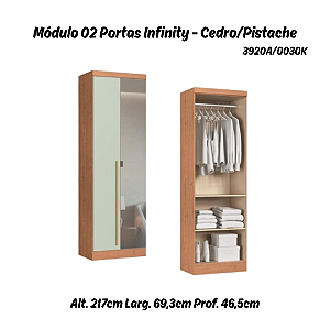 Módulo 02 Portas com Espelho Infinity - 3920A - Cedro/Pistache - Móveis Castro