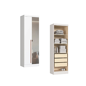 Módulo 02 Portas com Espelho Infinity - 3920A1 - Branco - Móveis Castro