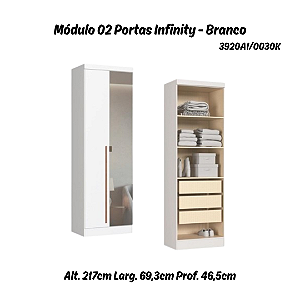 Módulo 02 Portas com Espelho Infinity - 3920A1 - Branco - Móveis Castro