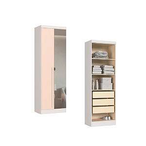 Módulo 02 Portas com Espelho Infinity - 3920A1 - Branco/Blush - Móveis Castro
