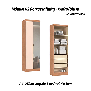 Módulo 02 Portas com Espelho Infinity - 3920A1 - Cedro/Blush - Móveis Castro