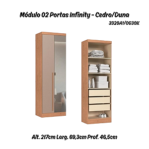 Módulo 02 Portas com Espelho Infinity - 3920A1 - Cedro/Duna - Móveis Castro