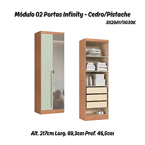 Módulo 02 Portas com Espelho Infinity - 3920A1 - Cedro/Pistache - Móveis Castro