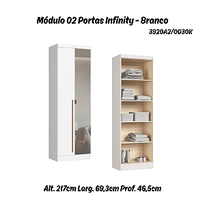 Módulo 02 Portas com Espelho Infinity - 3920A2 - Branco - Móveis Castro