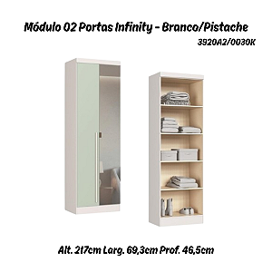 Módulo 02 Portas com Espelho Infinity - 3920A2 - Branco/Pistache - Móveis Castro