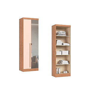 Módulo 02 Portas com Espelho Infinity - 3920A2 - Cedro/Blush - Móveis Castro
