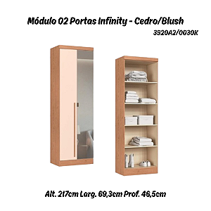 Módulo 02 Portas com Espelho Infinity - 3920A2 - Cedro/Blush - Móveis Castro
