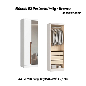 Módulo 02 Portas com Espelho Infinity - 3920A3 - Branco - Móveis Castro