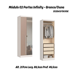 Módulo 02 Portas com Espelho Infinity - 3920A3 - Branco/Duna - Móveis Castro
