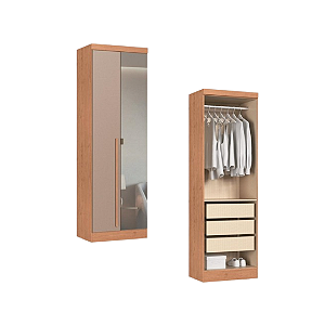 Módulo 02 Portas com Espelho Infinity - 3920A3 - Cedro/Duna - Móveis Castro