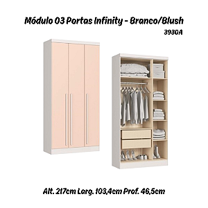 Módulo 03 Portas Infinity - 3930A - Branco/Blush - Móveis Castro