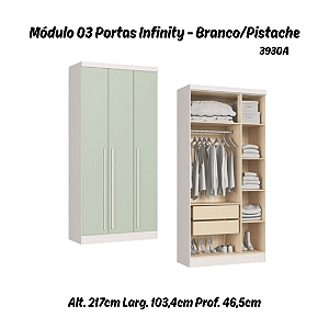 Módulo 03 Portas Infinity - 3930A - Branco/Pistache - Móveis Castro
