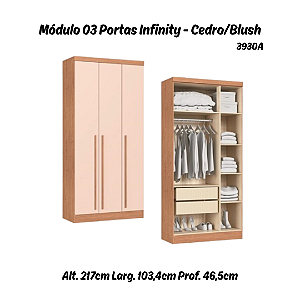 Módulo 03 Portas Infinity - 3930A - Cedro/Blush - Móveis Castro