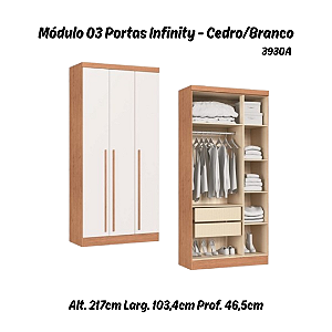 Módulo 03 Portas Infinity - 3930A - Cedro/Branco - Móveis Castro